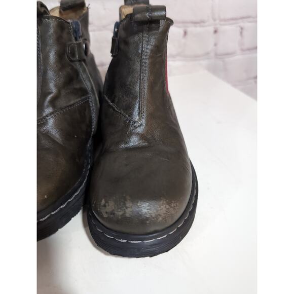 Zecchino d'Oro Kids Chelsea Zip Boots Distressed Olive Green Leather Italy Sz 28 - Picture 7 of 13
